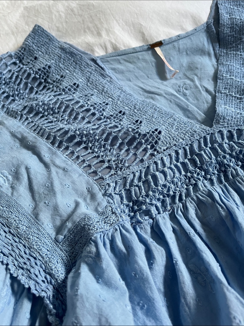 light blue Free People "Drive You Mad" blouse size medium peasant blouse - Picture 6 of 12